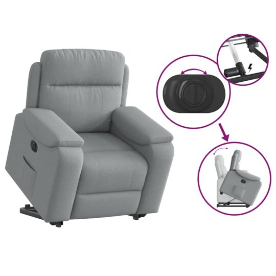 VXL8721102964480 g en hd 7 Fotoliu electric rabatabil cu ridicare, gri deschis, textil VXL8721102964480 g en hd 7