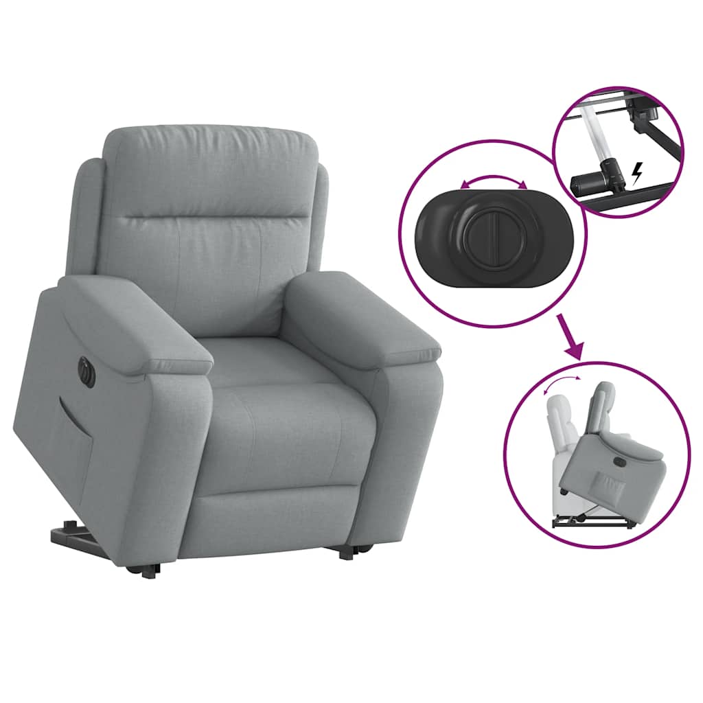 VXL8721102964480 g en hd 7 Fotoliu electric rabatabil cu ridicare, gri deschis, textil Fotoliu electric rabatabil cu ridicare, gri deschis, textil - imagine 8