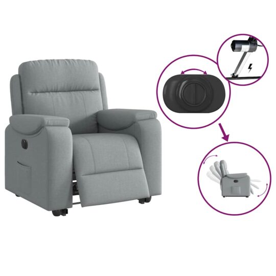 VXL8721102964480 g en hd 8 Fotoliu electric rabatabil cu ridicare, gri deschis, textil VXL8721102964480 g en hd 8