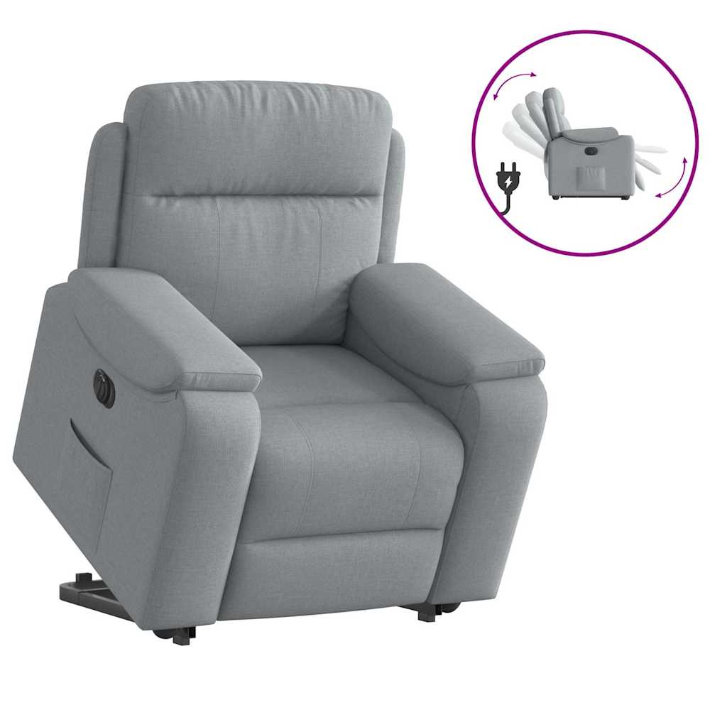 VXL8721102964480 g en hd 9 Fotoliu electric rabatabil cu ridicare, gri deschis, textil Fotoliu electric rabatabil cu ridicare, gri deschis, textil - imagine 10