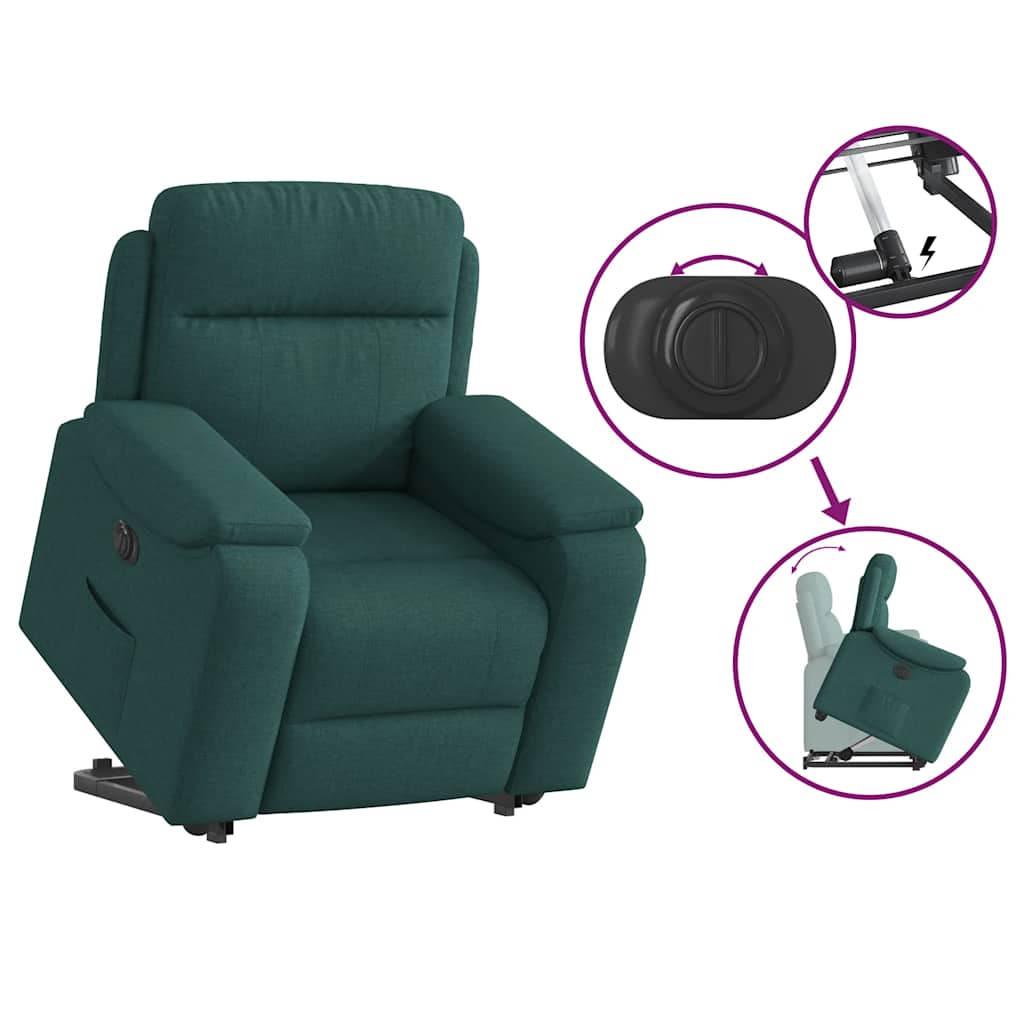 VXL8721102964541 g en hd 7 Fotoliu electric rabatabil cu ridicare, verde închis, textil Fotoliu electric rabatabil cu ridicare, verde închis, textil - imagine 8