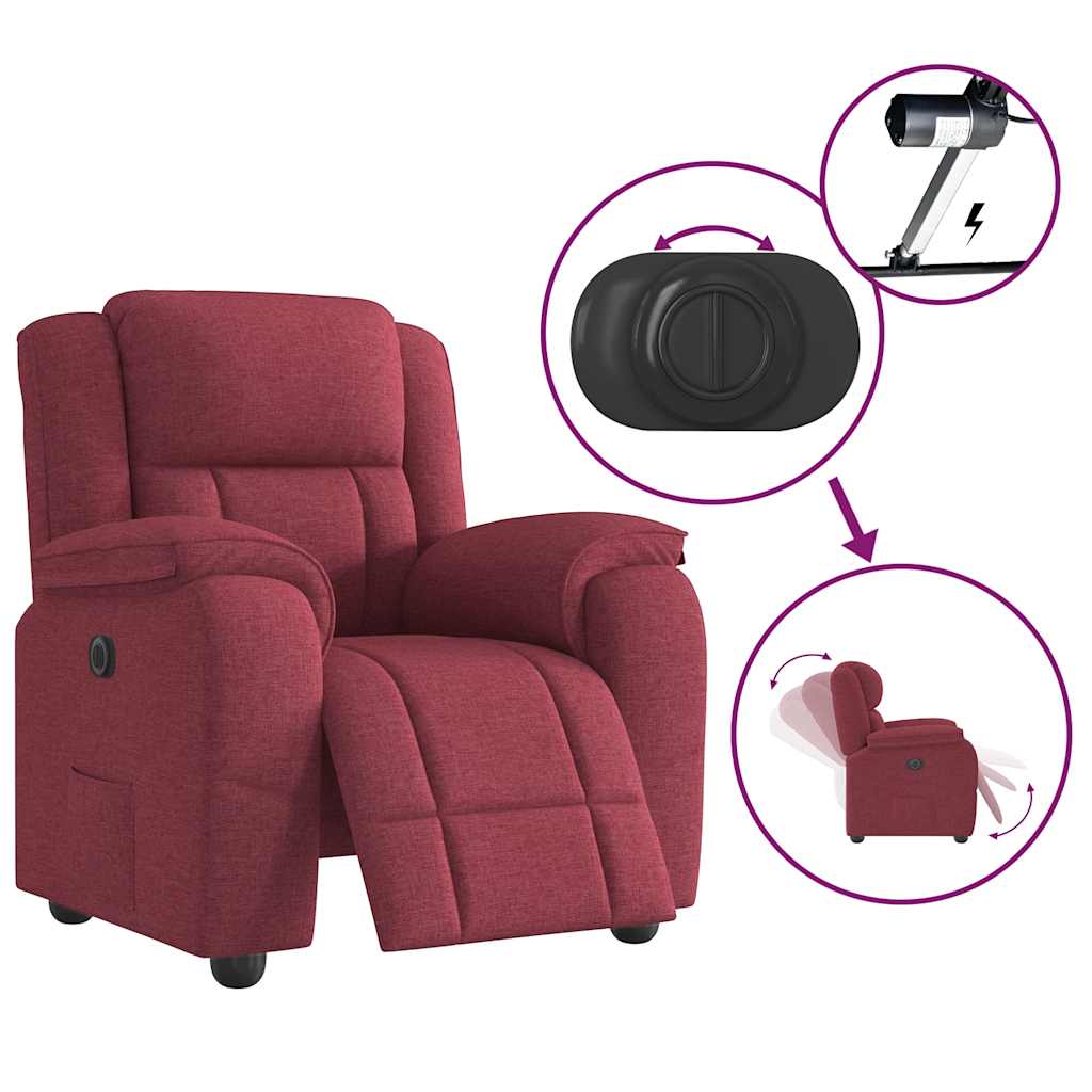 VXL8721102964718 g en hd 7 Fotoliu rabatabil electric, roșu vin, material textil Fotoliu rabatabil electric, roșu vin, material textil - imagine 8