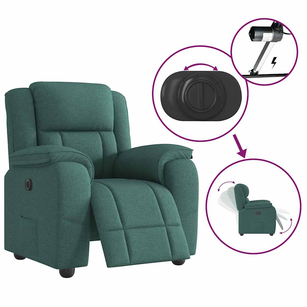 VXL8721102964749 g en hd 7 Fotoliu rabatabil electric, verde închis, material textil Fotoliu rabatabil electric, verde închis, material textil - imagine 8