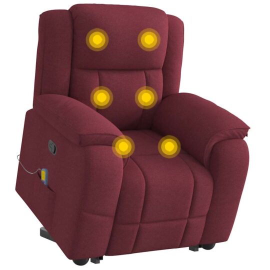 VXL8721102965012 g en hd 3 Fotoliu rabatabil de masaj cu ridicare, roșu vin, textil VXL8721102965012 g en hd 3