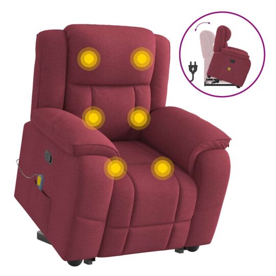 VXL8721102965012 g en hd 8 Fotoliu rabatabil de masaj cu ridicare, roșu vin, textil VXL8721102965012 g en hd 8