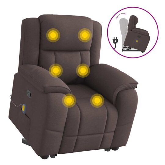 VXL8721102965036 g en hd 8 Fotoliu rabatabil de masaj, cu ridicare, maro închis, textil VXL8721102965036 g en hd 8