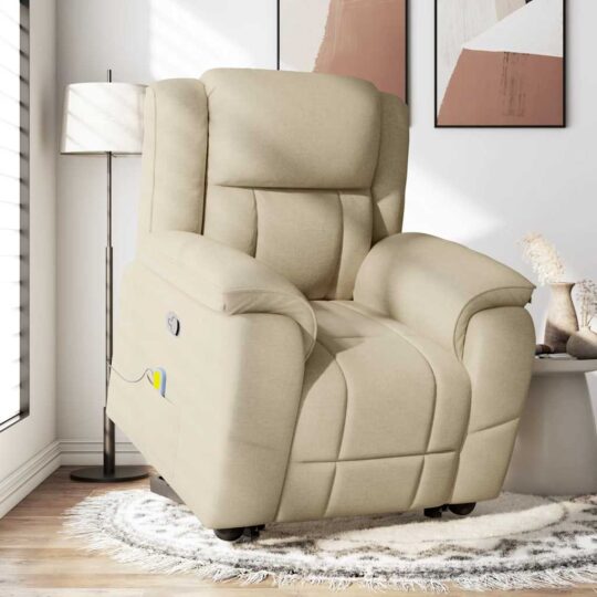 VXL8721102965067 g en hd 1 Fotoliu masaj rabatabil cu ridicare, crem, material textil VXL8721102965067 g en hd 1