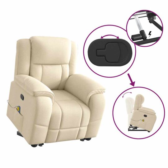 VXL8721102965067 g en hd 7 Fotoliu masaj rabatabil cu ridicare, crem, material textil VXL8721102965067 g en hd 7