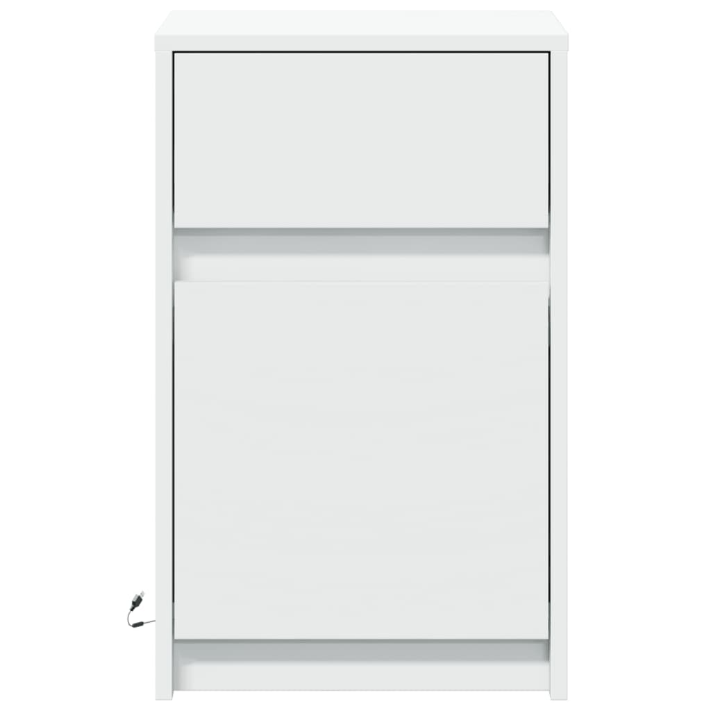 VXL8721102965630 g en hd 4 Noptieră cu lumini LED, alb, lemn prelucrat Noptieră cu lumini LED, alb, lemn prelucrat - imagine 6