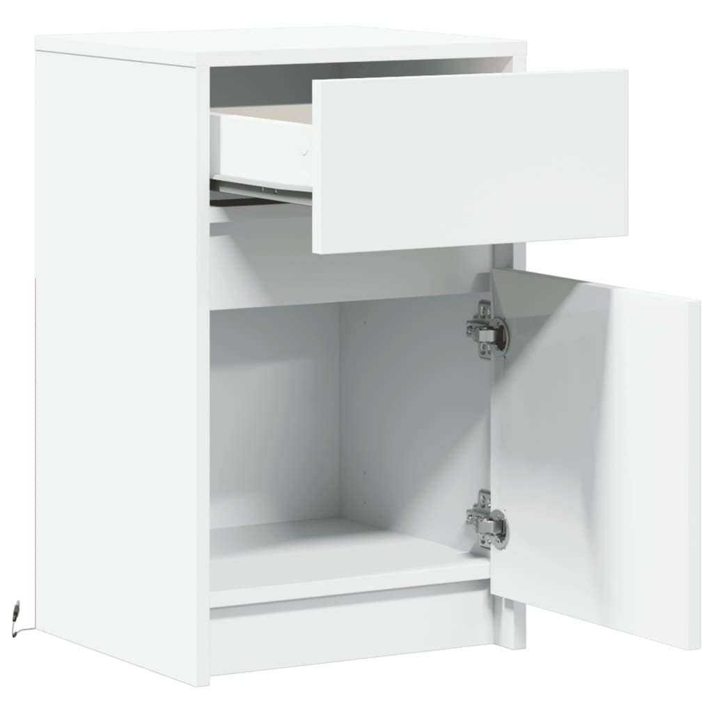 VXL8721102965630 g en hd 7 Noptieră cu lumini LED, alb, lemn prelucrat Noptieră cu lumini LED, alb, lemn prelucrat - imagine 9