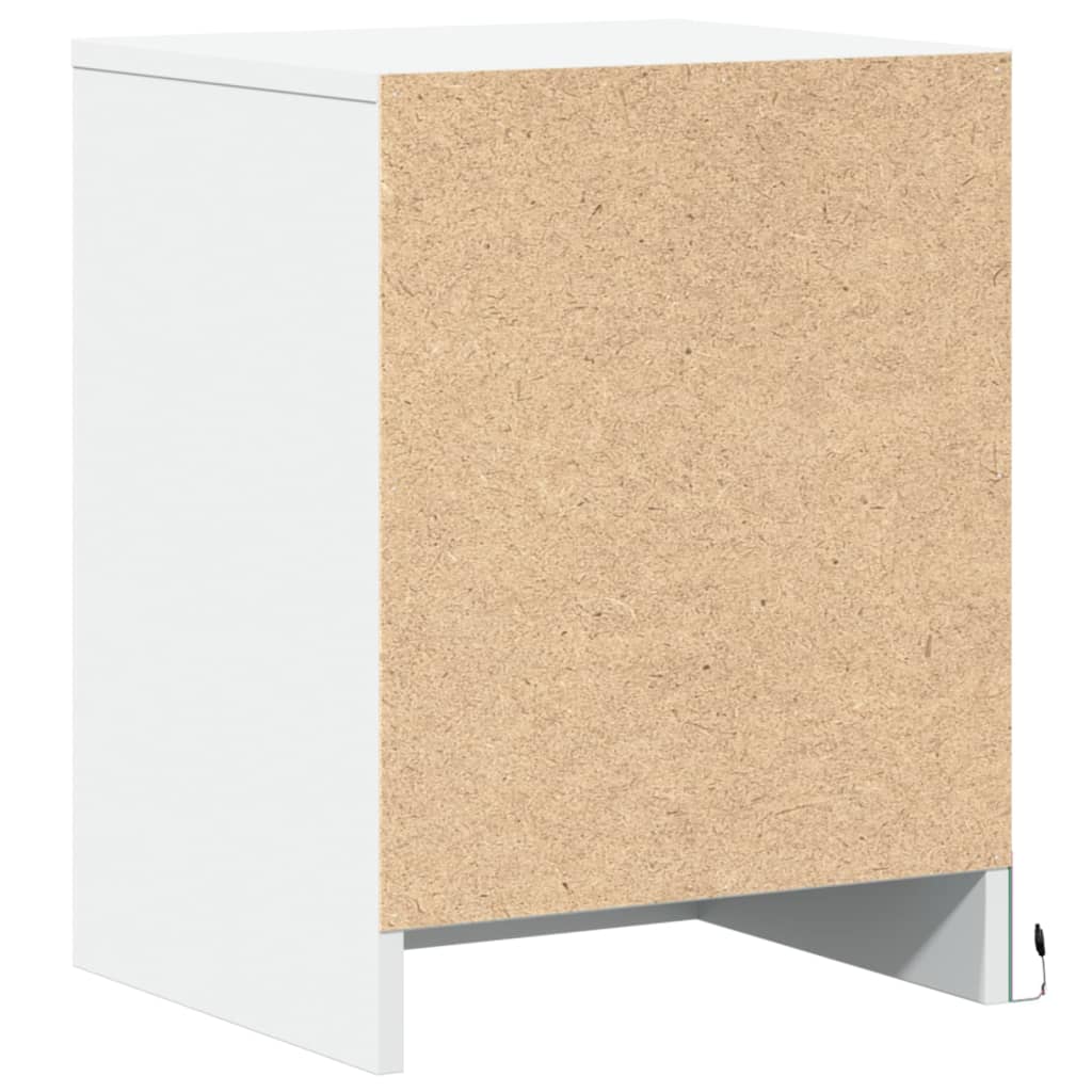 VXL8721102965845 g en hd 6 Noptieră cu lumini LED, alb, lemn prelucrat Noptieră cu lumini LED, alb, lemn prelucrat - imagine 8