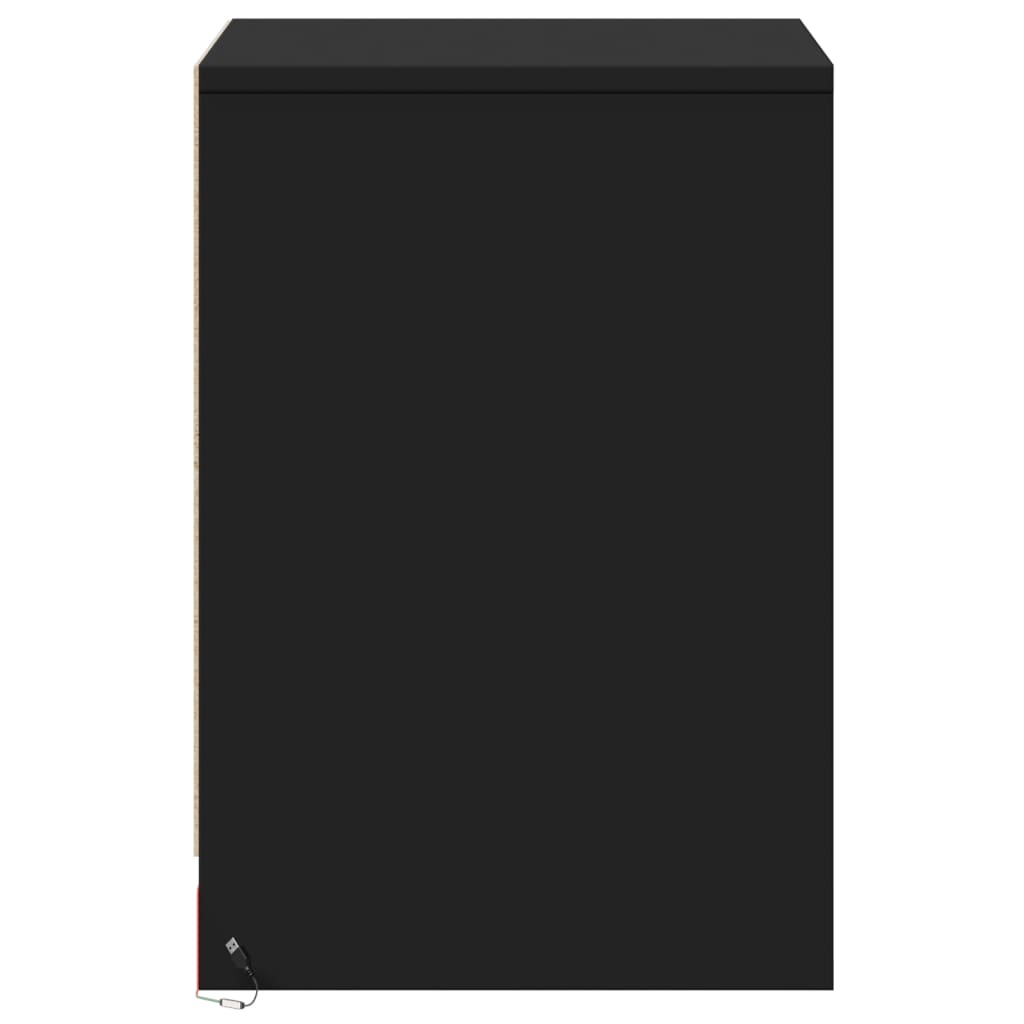 VXL8721102965869 g en hd 5 Noptieră cu lumini LED, negru, lemn prelucrat Noptieră cu lumini LED, negru, lemn prelucrat - imagine 7