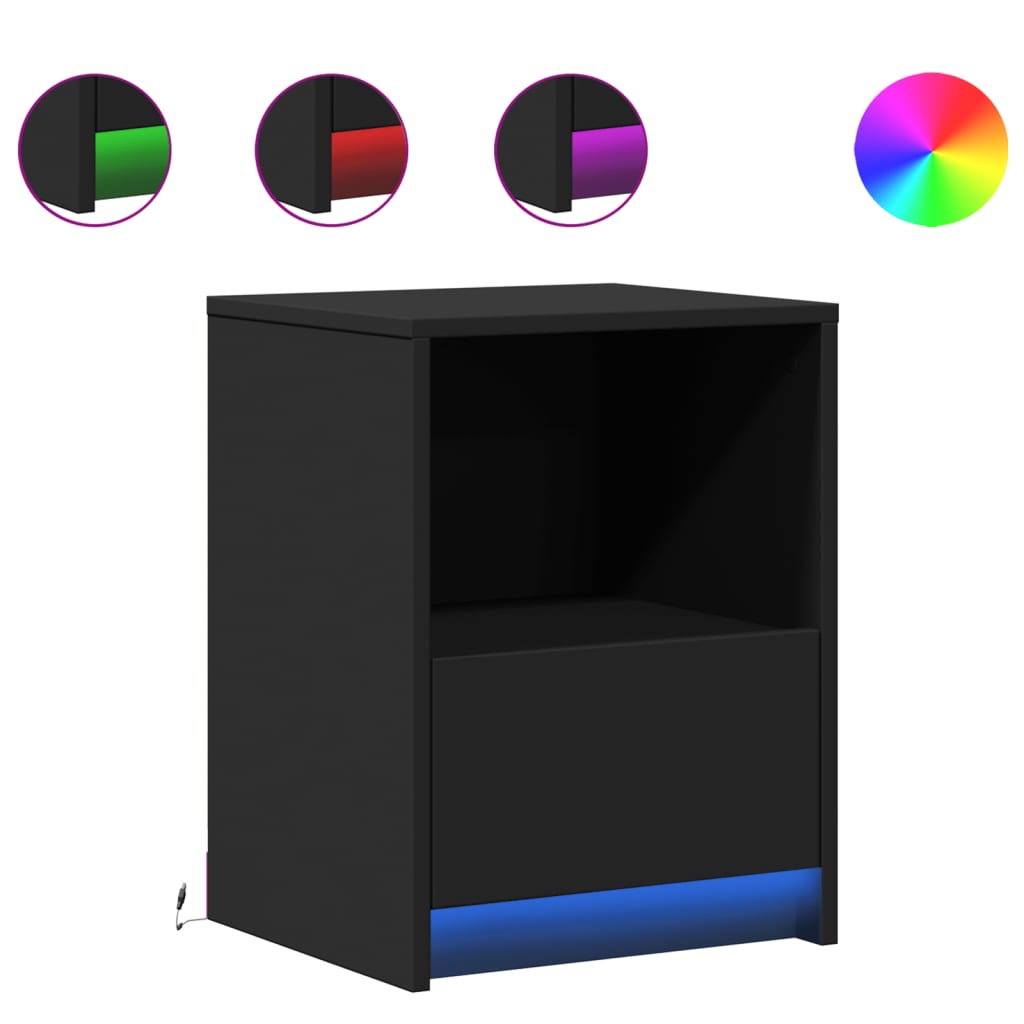VXL8721102965876 a en hd 1 Noptiere cu lumini LED, 2 buc., negru, lemn prelucrat Noptiere cu lumini LED, 2 buc., negru, lemn prelucrat - imagine 2