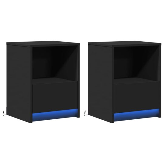 VXL8721102965876 g en hd 1 Noptiere cu lumini LED, 2 buc., negru, lemn prelucrat VXL8721102965876 g en hd 1