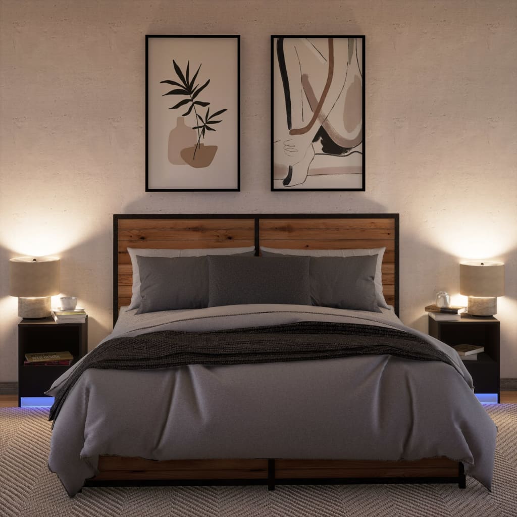 VXL8721102965876 g en hd 3 Noptiere cu lumini LED, 2 buc., negru, lemn prelucrat Noptiere cu lumini LED, 2 buc., negru, lemn prelucrat - imagine 5