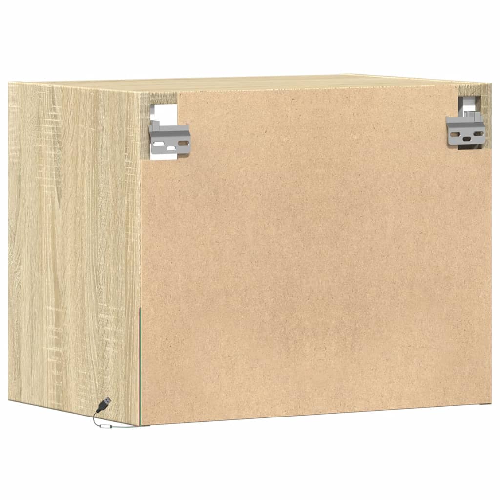 VXL8721102966309 g en hd 7 Noptieră montată pe perete cu lumini LED, stejar sonoma Noptieră montată pe perete cu lumini LED, stejar sonoma - imagine 9