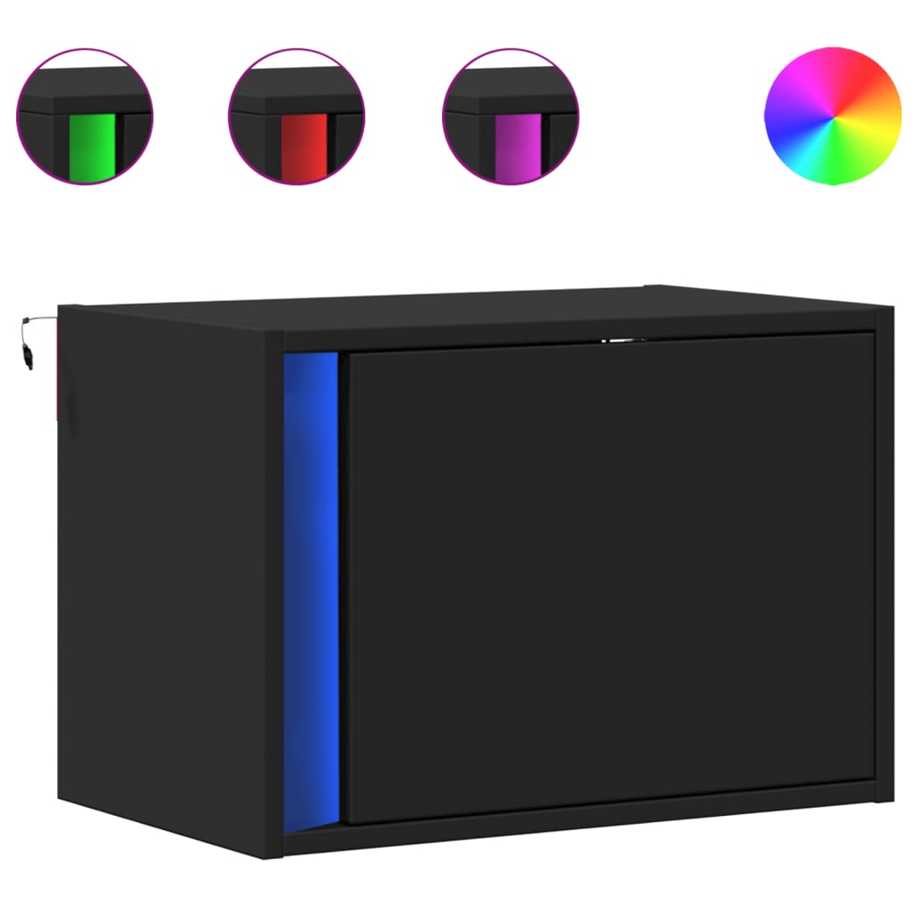 VXL8721102966569 a en hd 1 Noptieră montată pe perete cu lumini LED, negru Noptieră montată pe perete cu lumini LED, negru - imagine 2