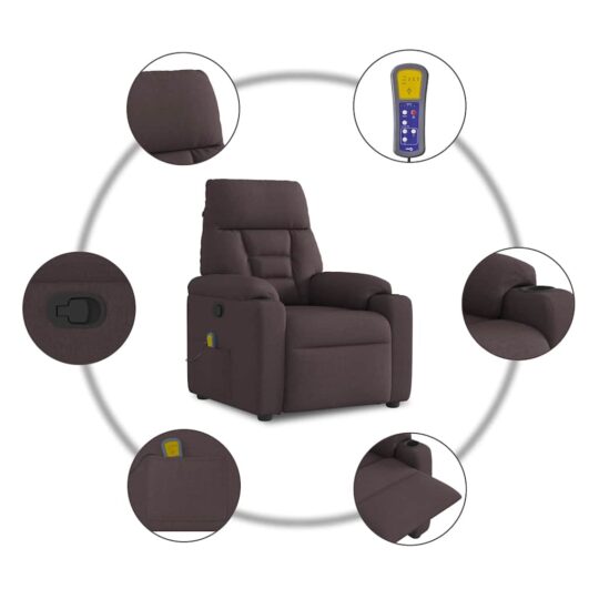 VXL8721158335630 g en hd 7 Fotoliu de masaj rabatabil, maro închis, material textil VXL8721158335630 g en hd 7