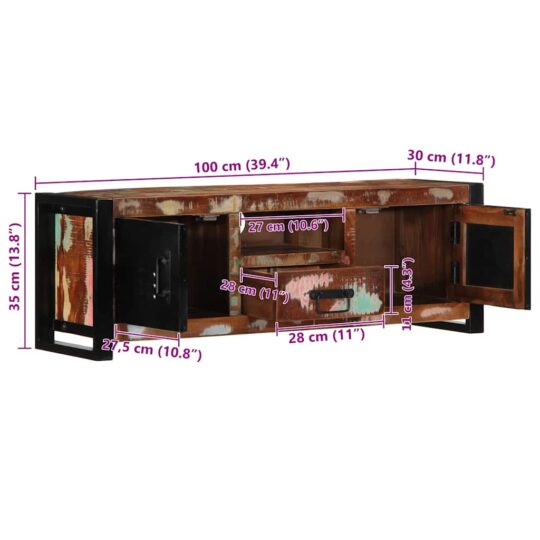 VXL8721158339676 g en hd 10 Dulap TV 100x30x35 cm lemn masiv recuperat VXL8721158339676 g en hd 10