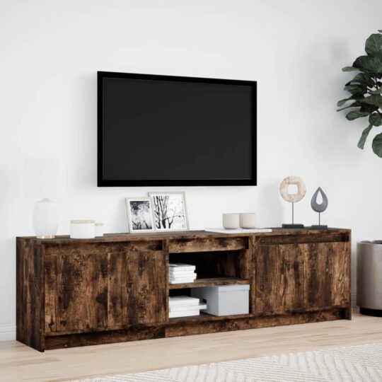 VXL8721158342614 g en hd 2 Dulap TV cu LED, stejar fumuriu, 180x34x50 cm, lemn prelucrat VXL8721158342614 g en hd 2