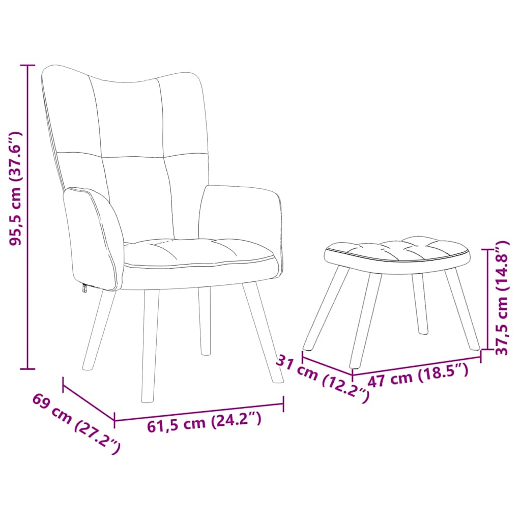 VXL8721158362056 g en hd 10 Scaun de relaxare cu taburet, negru, textil Scaun de relaxare cu taburet, negru, textil - imagine 12