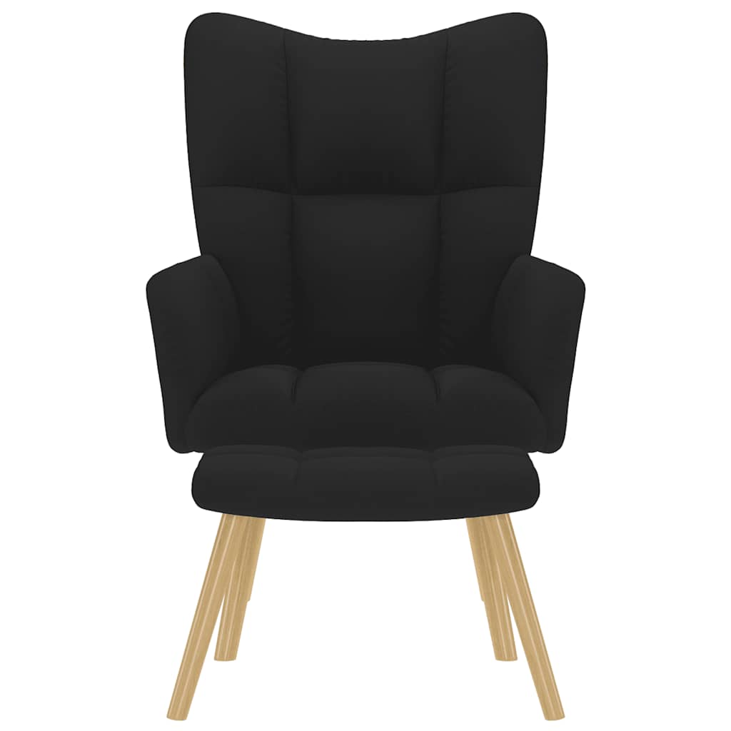 VXL8721158362056 g en hd 2 Scaun de relaxare cu taburet, negru, textil Scaun de relaxare cu taburet, negru, textil - imagine 4