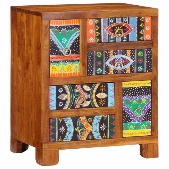 Alternative view of Bufetă multicolor 50x35x60 din lemn masiv de salcâm