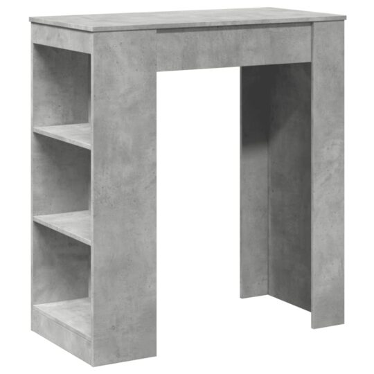 Alternative view of Masă de bar cu rafturi gri beton 95x47x103,5 cm lemn prelucrat