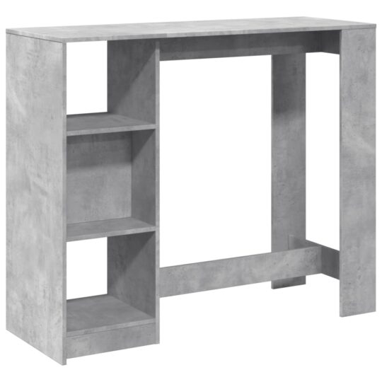 Alternative view of Masă de bar cu raft, gri beton, 124x46x103,5 cm, lemn prelucrat