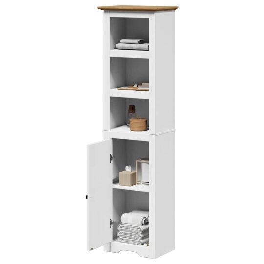 Dulap de baie „BODO” alb și maro 44x30x160 cm