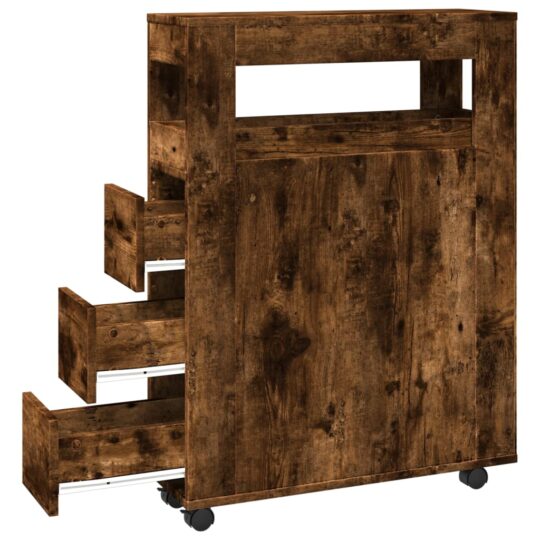 VXL8721158400703 g en hd 5 Dulap de baie îngust cu roți, stejar fumuriu, lemn prelucrat VXL8721158400703 g en hd 5
