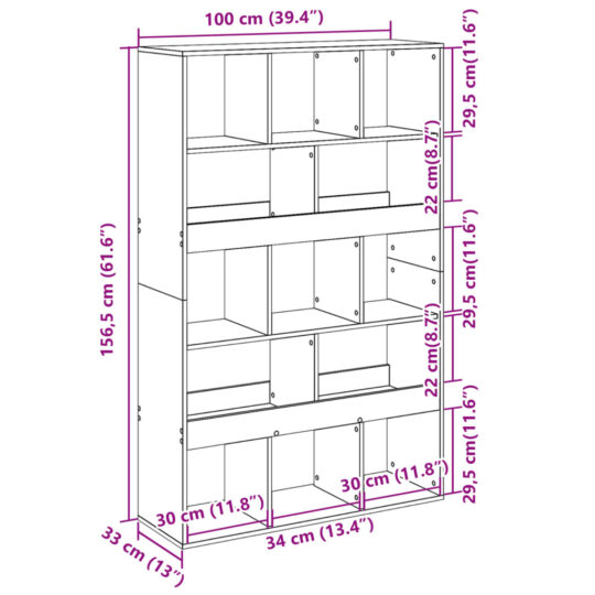 VXL8721158403650 g en hd 7 Separator cameră, stejar sonom, 100x33x156,5 cm, lemn prelucrat VXL8721158403650 g en hd 7