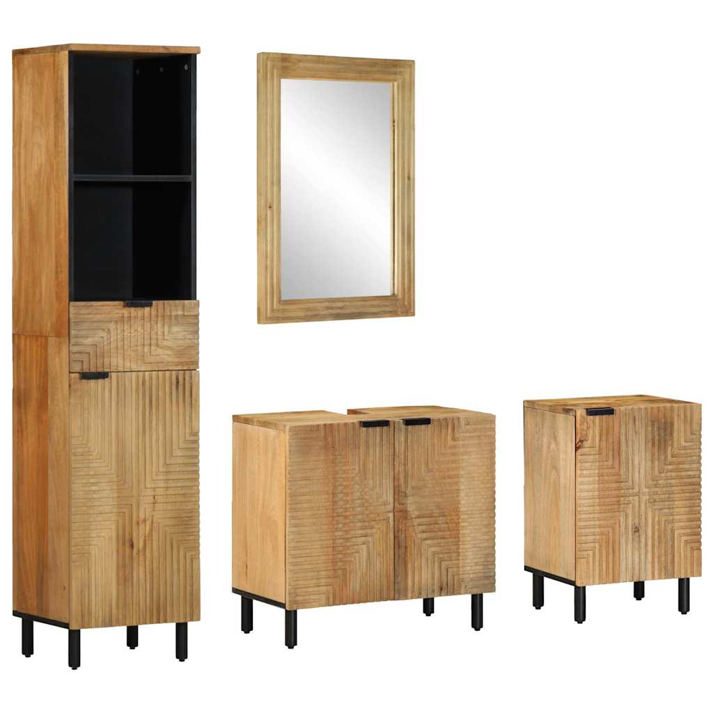 VXL8721158407870 a en hd 1 Set de mobilier de baie 4 piese din lemn masiv de mango maro Set de mobilier de baie 4 piese din lemn masiv de mango maro