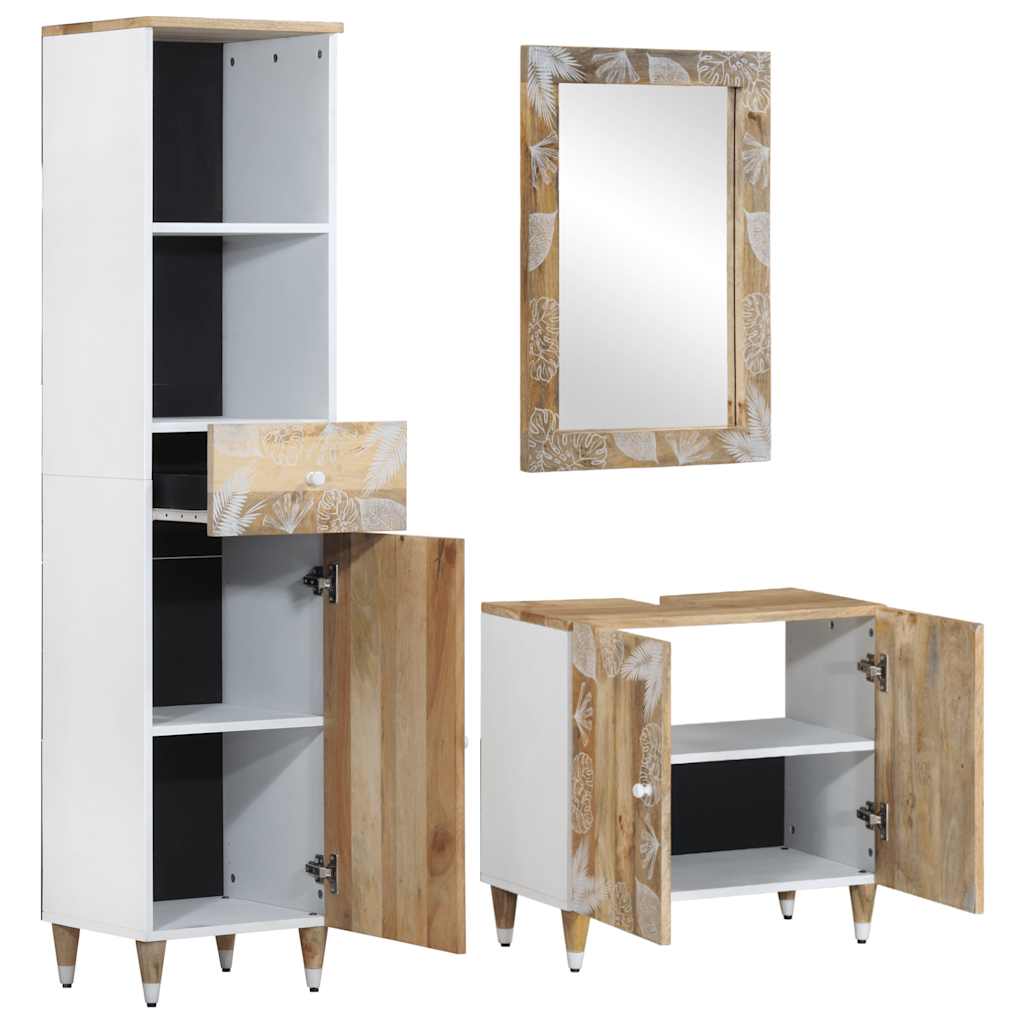 VXL8721158415356 g en hd 1 Set mobilier de baie, 3 piese, lemn masiv de mango Set mobilier de baie, 3 piese, lemn masiv de mango - imagine 2