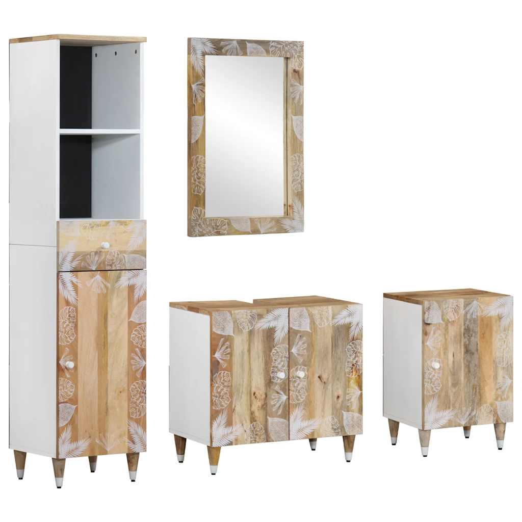 VXL8721158415363 a en hd 1 Set mobilier de baie, 4 piese, lemn masiv de mango Set mobilier de baie, 4 piese, lemn masiv de mango