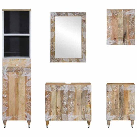 VXL8721158415370 g en hd 7 Set mobilier de baie, 5 piese, lemn masiv de mango VXL8721158415370 g en hd 7
