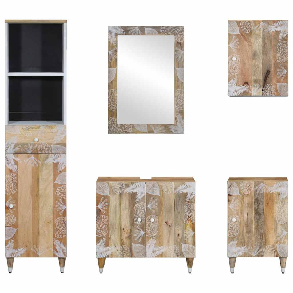 VXL8721158415370 g en hd 7 Set mobilier de baie, 5 piese, lemn masiv de mango Set mobilier de baie, 5 piese, lemn masiv de mango - imagine 8