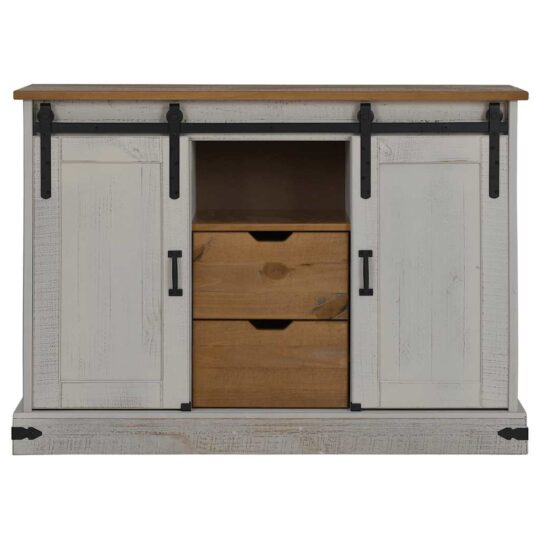 VXL8721158416247 g en hd 1 Bufetă HALDEN 2 uși glisante alb 112x40x80 cm lemn masiv VXL8721158416247 g en hd 1