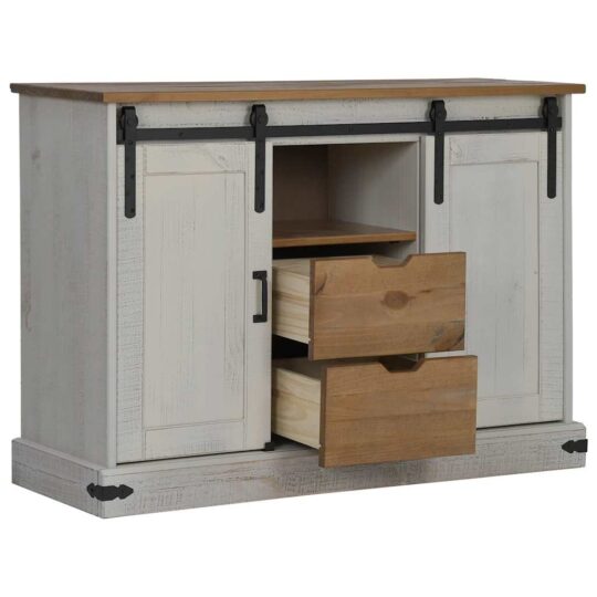 VXL8721158416247 g en hd 2 Bufetă HALDEN 2 uși glisante alb 112x40x80 cm lemn masiv VXL8721158416247 g en hd 2