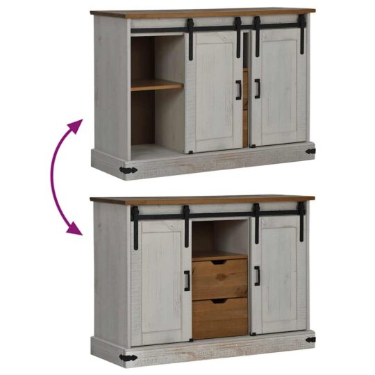 VXL8721158416247 g en hd 5 Bufetă HALDEN 2 uși glisante alb 112x40x80 cm lemn masiv VXL8721158416247 g en hd 5