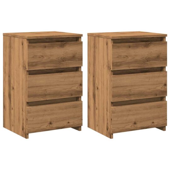Alternative view of Noptiere, 2 buc., stejar artizanal 40x35x62,5 cm lemn prelucrat
