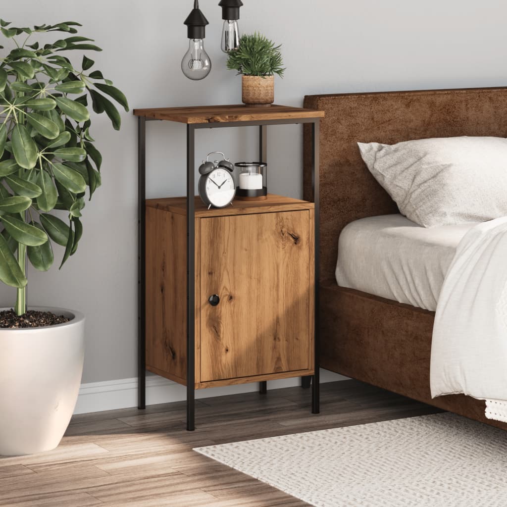 VXL8721158444899 g en hd 1 Noptieră, stejar artizanal, 41x31x80 cm, lemn prelucrat Noptieră, stejar artizanal, 41x31x80 cm, lemn prelucrat - imagine 3