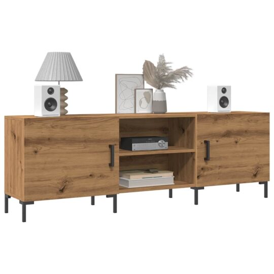 Dulap TV, stejar artizanal, 150x30x50 cm, lemn prelucrat