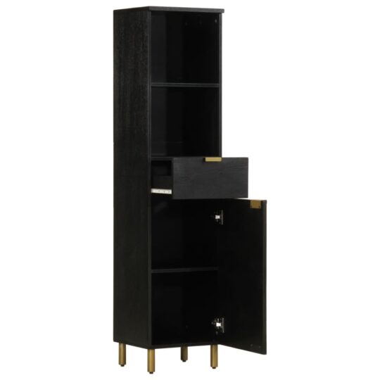 Alternative view of Dulap de baie, negru, 38x33x160 cm, lemn masiv de mango