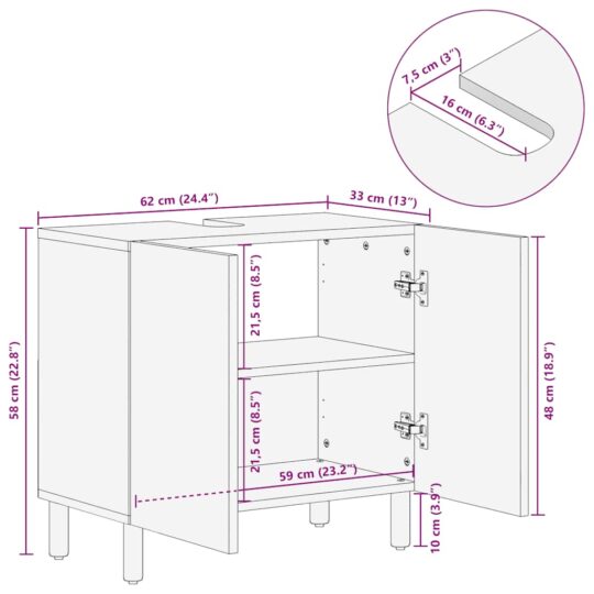 VXL8721158448323 g en hd 11 Dulap pentru chiuvetă baie maro 62x33x58 cm lemn masiv de mango VXL8721158448323 g en hd 11
