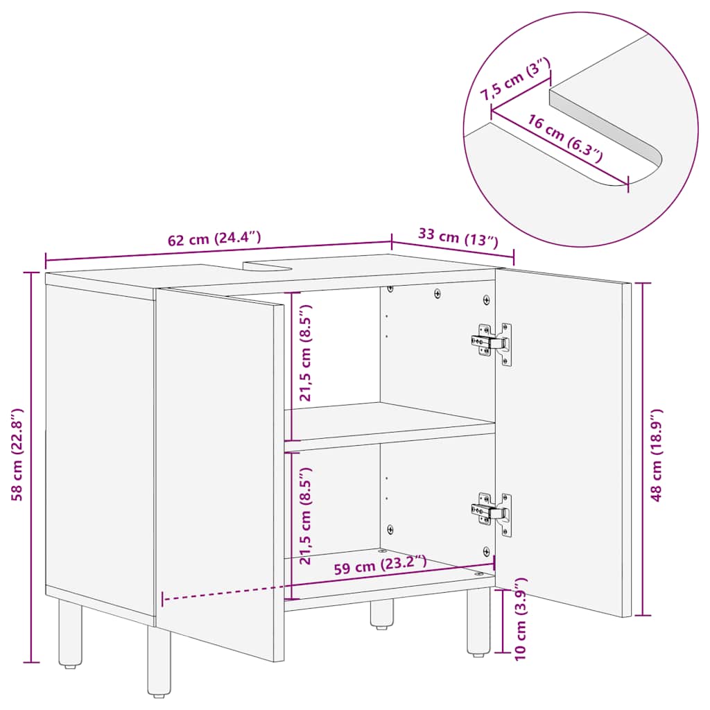 VXL8721158448323 g en hd 11 Dulap pentru chiuvetă baie maro 62x33x58 cm lemn masiv de mango Dulap pentru chiuvetă baie maro 62x33x58 cm lemn masiv de mango - imagine 11