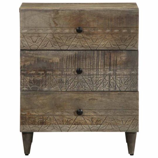 Alternative view of Noptiera gri deschis 50x33x60 cm lemn masiv de mango