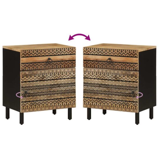 VXL8721158496355 g en hd 5 Dulap de pat, negru, 50x33x60 cm, lemn masiv de mango brut VXL8721158496355 g en hd 5