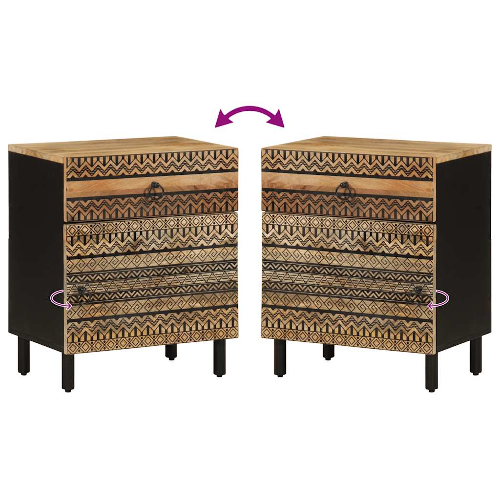 VXL8721158496355 g en hd 5 Dulap de pat, negru, 50x33x60 cm, lemn masiv de mango brut Dulap de pat, negru, 50x33x60 cm, lemn masiv de mango brut - imagine 6