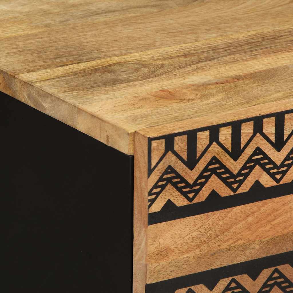 VXL8721158496355 g en hd 6 Dulap de pat, negru, 50x33x60 cm, lemn masiv de mango brut Dulap de pat, negru, 50x33x60 cm, lemn masiv de mango brut - imagine 7